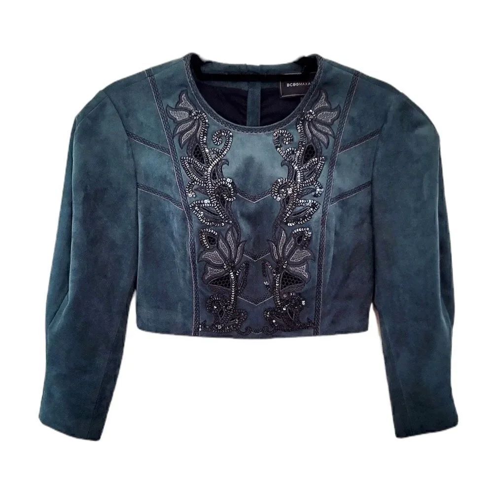 BCBGMAXAZRIA crop top in supple faux suede |Size: XS|